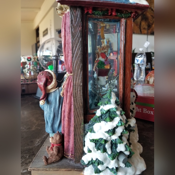 Vintage Christmas lights 3d 2 sided window decor snow glass display musical - Picture 3 of 16